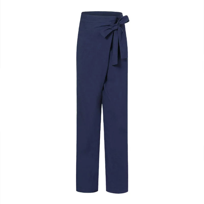 Women Solid Color Elastic Binding Foot Casual Pocket Pants Summer 2024 Elegant Lady Cotton Line High Wasit Women Pants