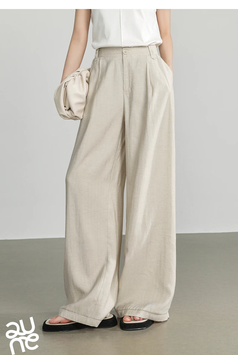 TOYOUTH Women Casual Pants 2024 Summer New Wide Leg Lightweight Linen Japanese Lazy Mountain Yamamoto Pants