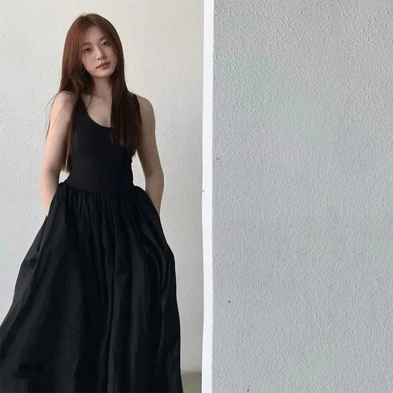Black Strapless Long Dress Women Fashion Slim Sleeveless O-Neck High Waist Dresses Female 2025 Spring Summer new Party Vestidos