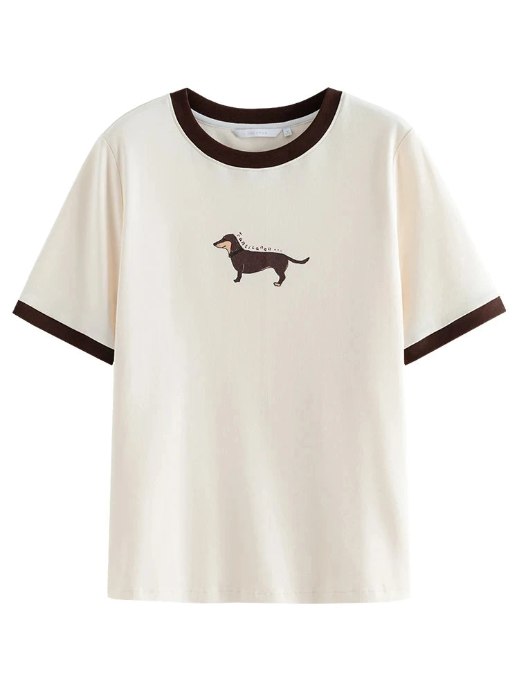FSLE Women T shirt Korean Short Sleeve Tees Round Neck Women T-Shirts Animal Print Summer Oversized Female Loose Casual Tee