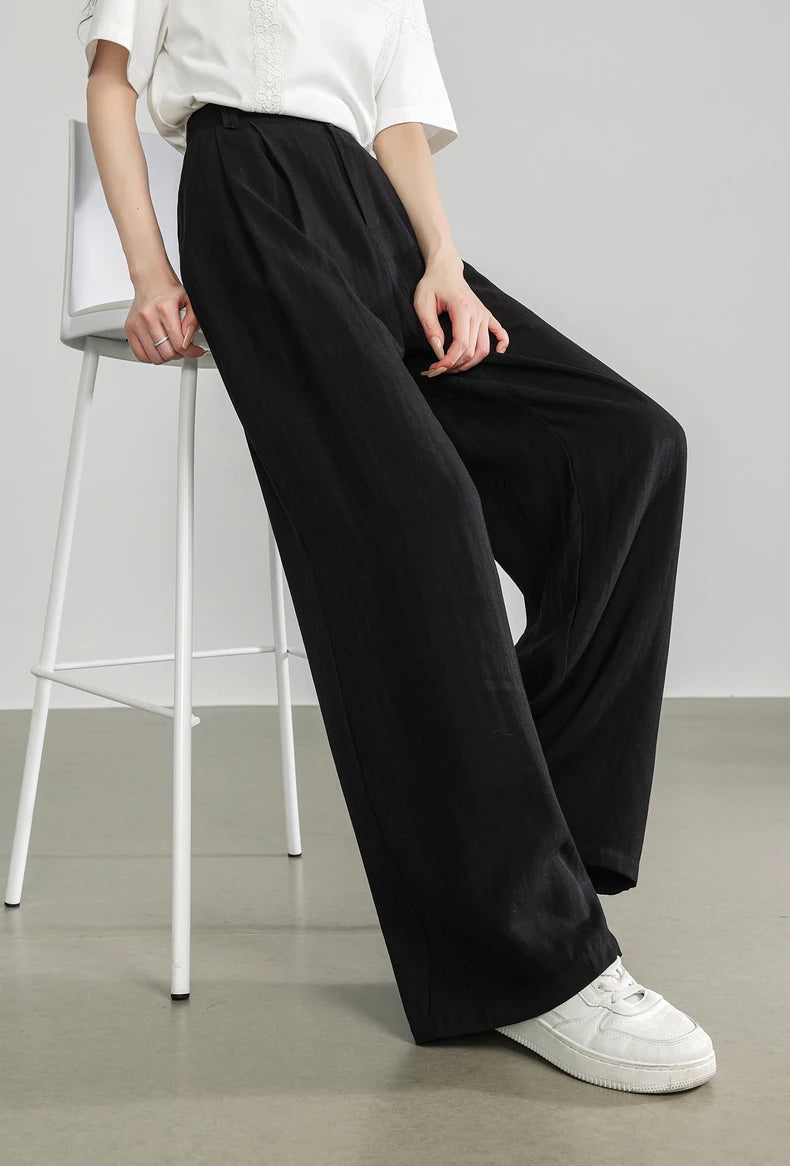 TOYOUTH Women Casual Pants 2024 Summer New Wide Leg Lightweight Linen Japanese Lazy Mountain Yamamoto Pants