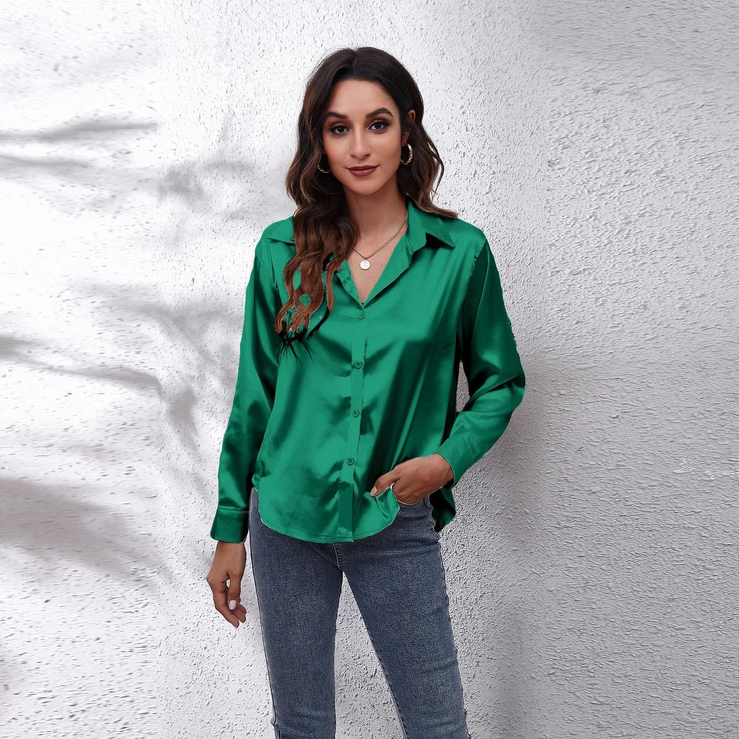 Satin Blouse Shirt Silk Tops Elegant Long Sleeve Loose Womens Blouses Camisas De Mujer Spring Autumn Streetwear Women Clothes