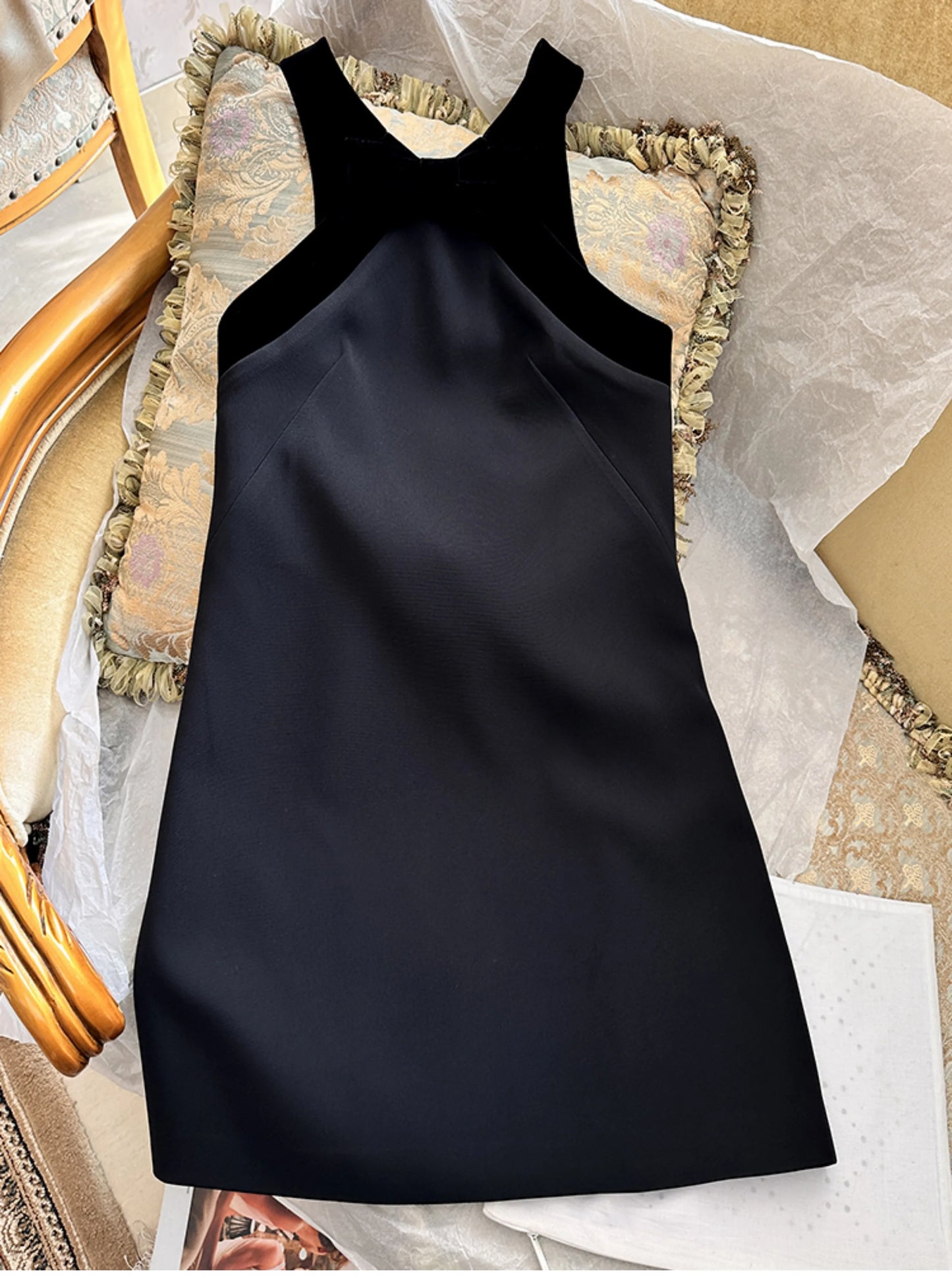 Spring Dresses New Fashion Velvet Sexy Backless Slip Dress for Women Loose Bow Girl's Elegant Party Short Ladies Dress 2025