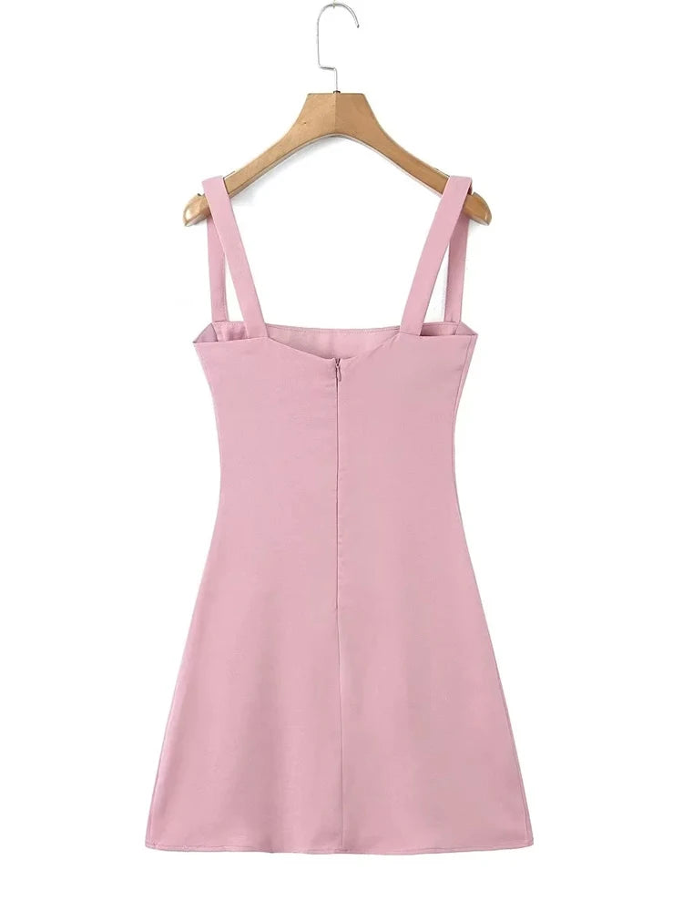 KAOPU ZA Robe noire brodée à bretelles pour femmes, coupe ajustée, robe mini de printemps et d'été, robe de club