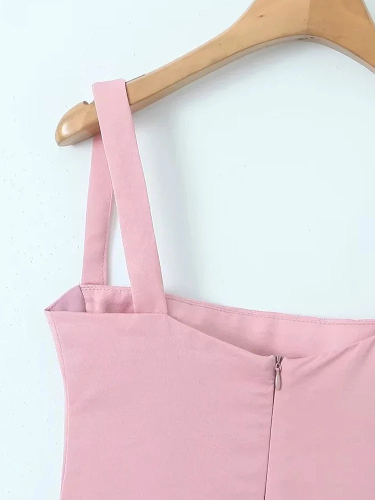 KAOPU ZA Robe noire brodée à bretelles pour femmes, coupe ajustée, robe mini de printemps et d'été, robe de club