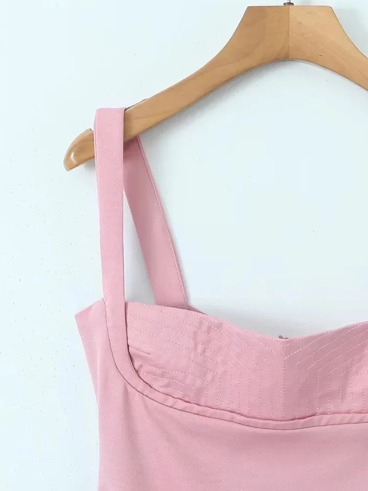 KAOPU ZA Robe noire brodée à bretelles pour femmes, coupe ajustée, robe mini de printemps et d'été, robe de club