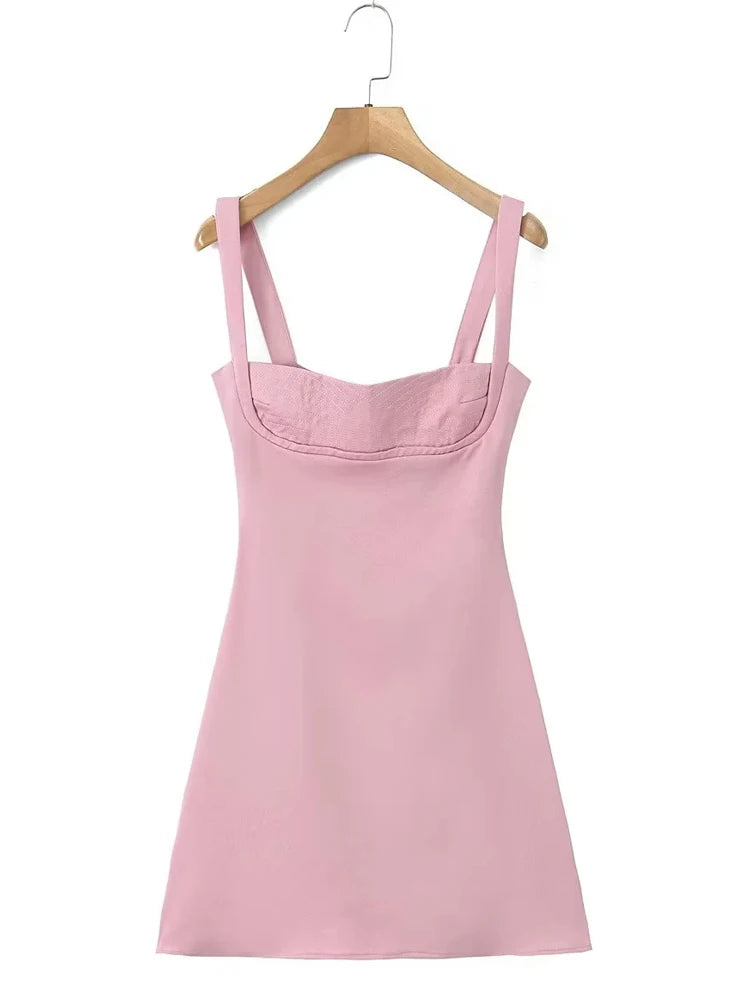 KAOPU ZA Robe noire brodée à bretelles pour femmes, coupe ajustée, robe mini de printemps et d'été, robe de club