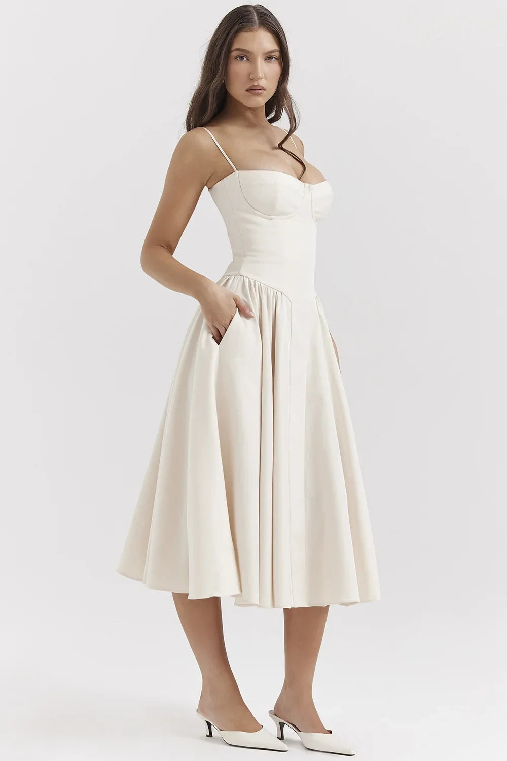 Robe Longue Style Français pour Femmes avec Options de Couleurs Solides/Florales/Carreaux Longueur Genou Nouveauté 2025
