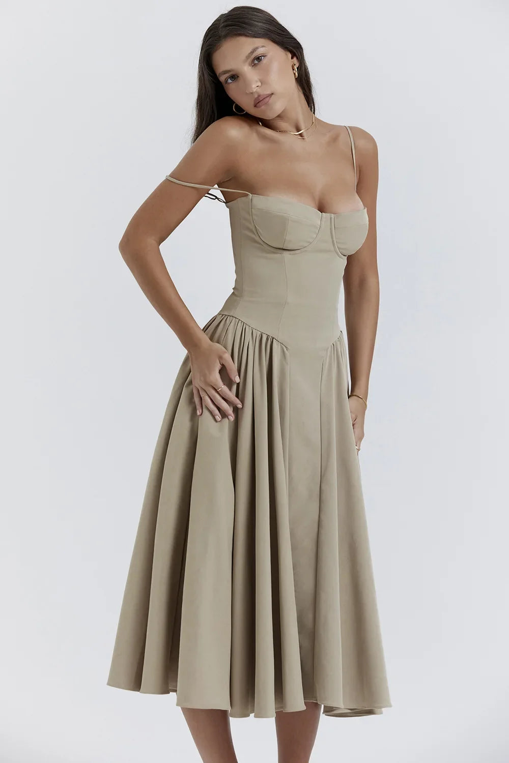 Robe Longue Style Français pour Femmes avec Options de Couleurs Solides/Florales/Carreaux Longueur Genou Nouveauté 2025