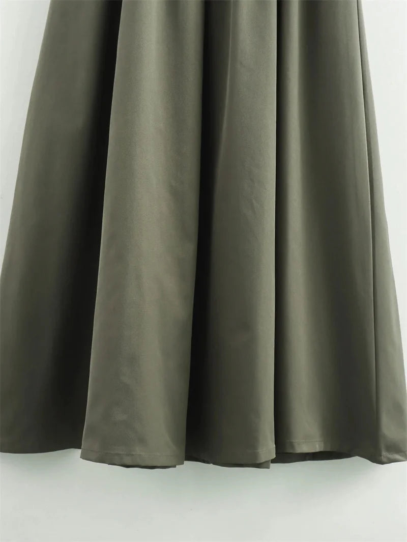 Robe longue à fermeture éclair TRAF, robe moulante sans manches, été, robe de soirée élégante pour femmes, nouvelles robes midi 2024