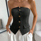 European and American cross-border women's fashionable and elegant front breasted backless top