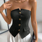 European and American cross-border women's fashionable and elegant front breasted backless top