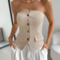 European and American cross-border women's fashionable and elegant front breasted backless top