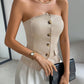 European and American cross-border women's fashionable and elegant front breasted backless top