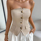 European and American cross-border women's fashionable and elegant front breasted backless top
