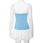 TARUXY Robe mini à plis contrastés pour femmes Sans bretelles Sexy Slim Sans manches Ruched Épissée Y2K Plage Robe de soirée Club Féminine