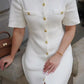 Elegant Knit Mini Dress Women Street Slim High Waist Short Sleeve Rib Sweater Dresses Vacation Bodycon Knitwear Dress 2025