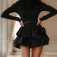Fashion Solid Long Sleeve Mini Bud Dress Party Dress Black Dress Women