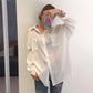 Women's Summer Blouse Shirt Cotton Face Printing Full Sleeve Long Shirts Tops Ladies Clothing