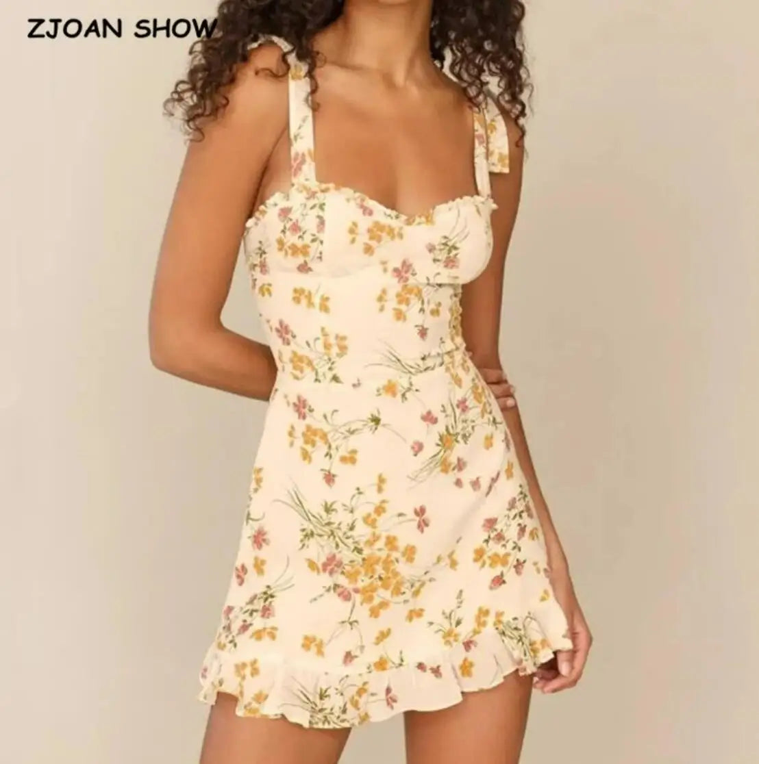 2022 Women Sexy Cross Bandage Black Flower Print Puff Long Sleeve Dress 3 layer Wood Ears Ruffles Hem Cake Mini Holiday Robe