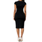 Elegant Patchwork Black White Dress Women Summer O-Neck Short Sleeve Slim Office Lady Pencil Bodycon Dresses Party Vestido
