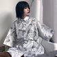 Women's Summer Blouse Shirt Cotton Face Printing Full Sleeve Long Shirts Tops Ladies Clothing