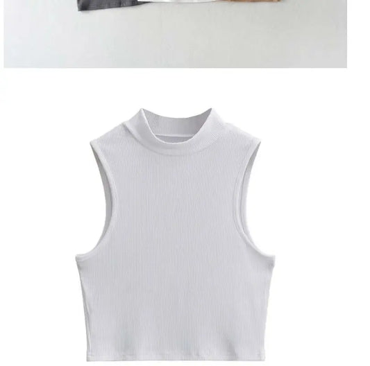 Nouveautés Yoga Fitness Camis Débardeurs Femmes Sexy Mince Débardeurs Courts Vintage Y2K Col Roulé Débardeur Tee Shirt Femme Sport