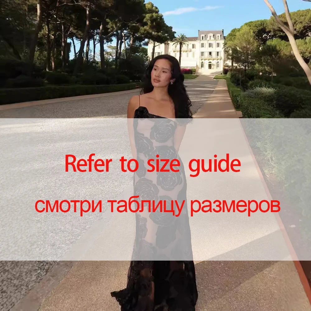 Mingmingxi Black Mesh Birthday Dress for Women 2024 One Shoulder Sexy Long Dress Slim Elegant Flower Wedding Guest Party Dresses