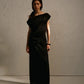 Elegant High-Waisted A- Line Skirt For Women Summer Commuting Long Dress Textile Song WhiteDrapedSideSlitLongDress