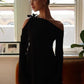 Black Dress For Women Streetwear Lace-up Inclined Collar Hot Vestidos Elegantes Para Mujer Long Sleeve Asymmetrical Y2k Clothes