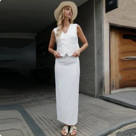 Women 2025 Summer Fashion vest Skirt Sets