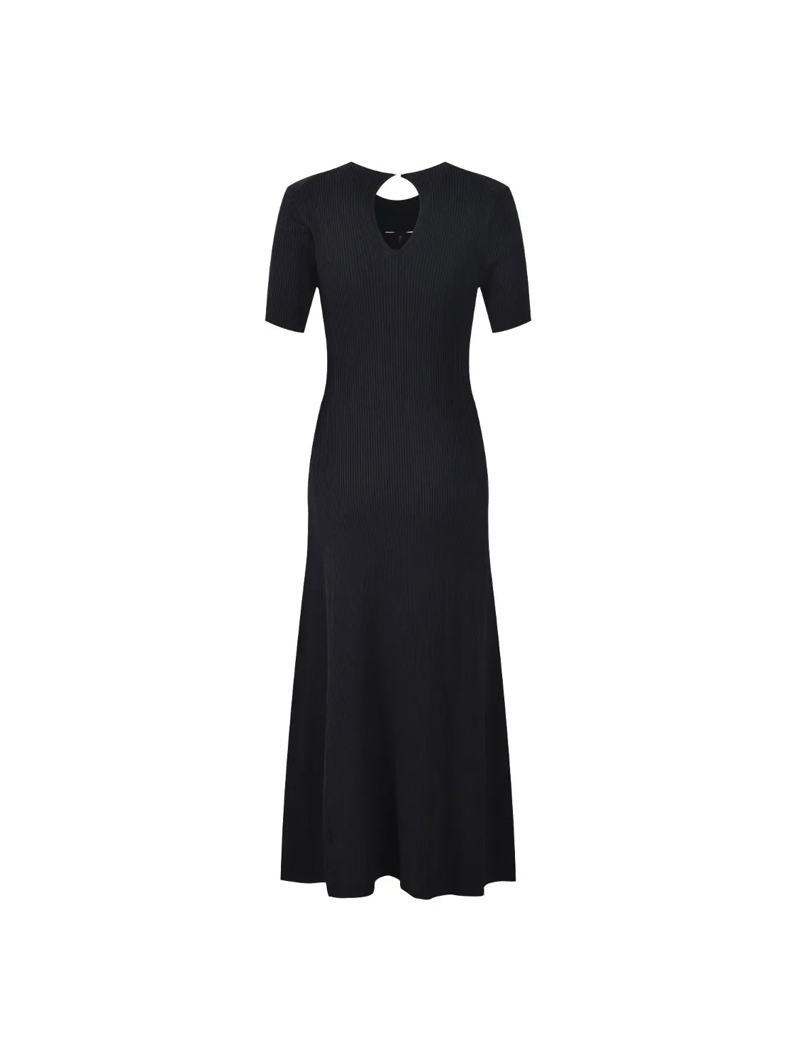 Black Knitted Long Dress Women's 2024 New Fashion Slim Button Maxi Dresses 5240160