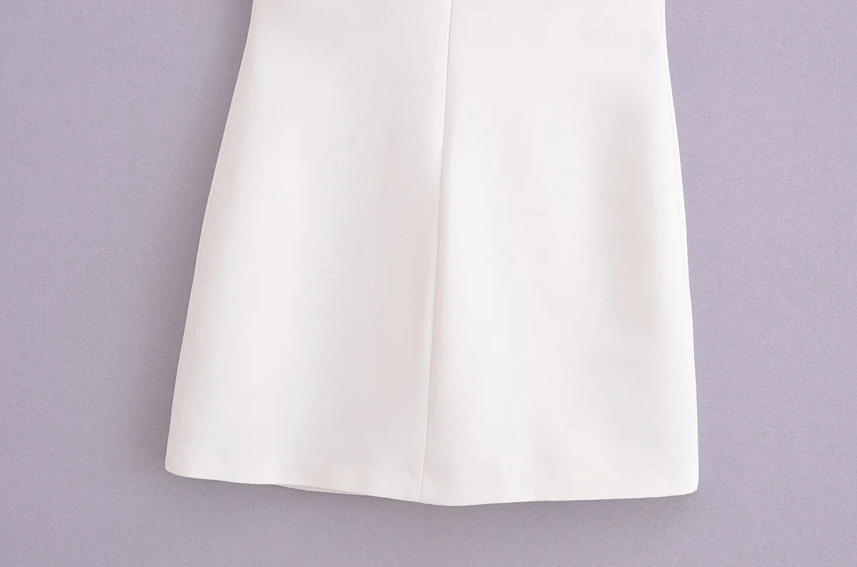 TRAF New White Black Dress Women Off Shoulder Halter Short Dresses Summer Elegant Party Dresses Bodycon Red Blue Mini Dress