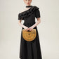 FSLE Black Women Dress 100% Cotton Ankle-Length Women Summer Dress One-shoulder Sleeve Ruffled Pink Maxi Dress 24FS18015