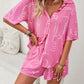 FTLZZ Summer Women Casual Floral Print Suit Single Breasted Shirt and Drawstring Wide Leg Shorts Lady Two Piece Sets