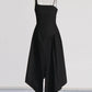 TWOTWINSTYLE Detachable Cloak Elegant Dresses For Women Square Collar Sleeveless High Waist Hit Color Split Dress Female Fashion