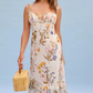 2022 Women Sexy Cross Bandage Black Flower Print Puff Long Sleeve Dress 3 layer Wood Ears Ruffles Hem Cake Mini Holiday Robe