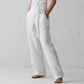 Women Solid Color Elastic Binding Foot Casual Pocket Pants Summer 2024 Elegant Lady Cotton Line High Wasit Women Pants