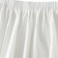 Combhasaki Women's Elegant Elastic High Waist Solid Color A-Line Pleated Puffball Hem Casual Flowy Balloon Bud Midi Skirts