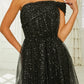 Missord Elegant Black Dot Tutu Evening Dress Women Off Shoulder Sleeveless A-line Thigh Split Party Dresses Long Prom Ball Gown