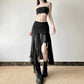 Zoki Sexy Irregular Y2K Skirts Women Vintage American High Waist Slim Slit Long Skirt Casual Lady Streetwear Retro Summer Skirts
