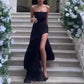 Casual Mesh Patchwork Women's Long Dress Fashion Strapless Split Banquet Dress 2025 Spring Summer Elegant Solid Holiday Dresses