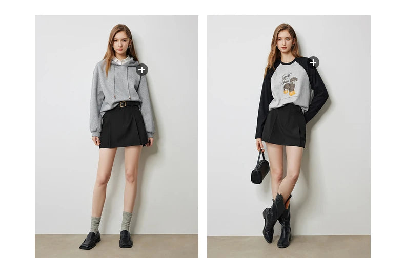TOYOUTH Women Mini Skirt Pants 2024 Autumn New High Waisted A Line Suit Pants Skirt