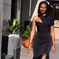 Wholesale Women's Black White Short Sleeve Tassel Tight Sexy Evening Celebrity Cocktail Party Bandag Long Dress