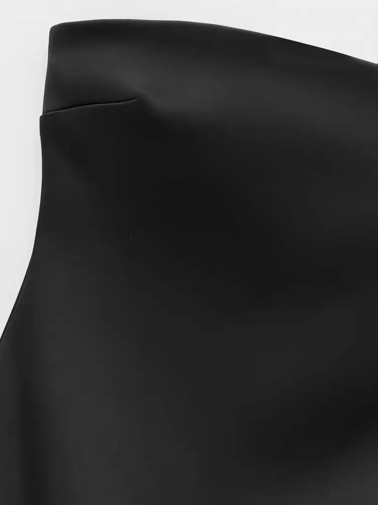 TRZA-Strapless Mini Dress for Women with Rhinestones, Straight Neck, Back Zipper, Female Dresses, Sexy Fashion