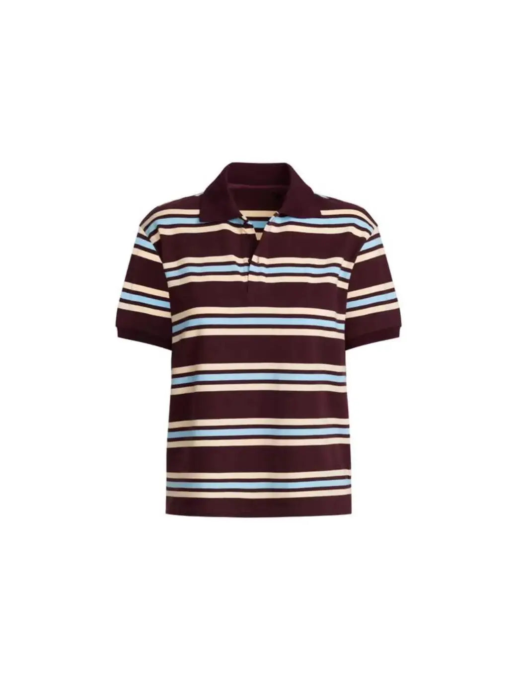 Summer 2025 Polo Shirts Woman Long Sleeve Tops Women Striped Vintage Clothes Polo Shirts Mujer Streetwear Casual Tops Brown