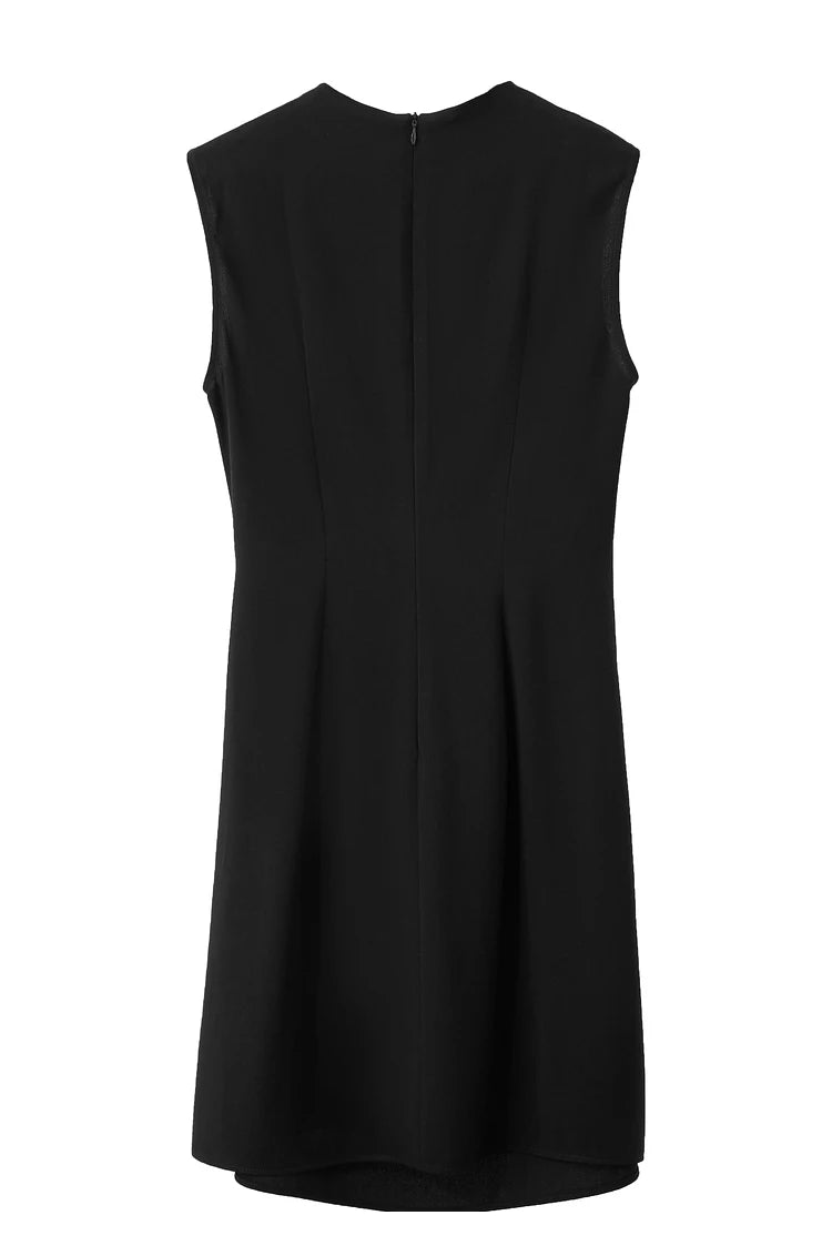 Amii Minimalism 2024 Summer New Sleeveless Small Black Dress Short Slim Half-high Neck Fashion Female Dresses for Women 12452052