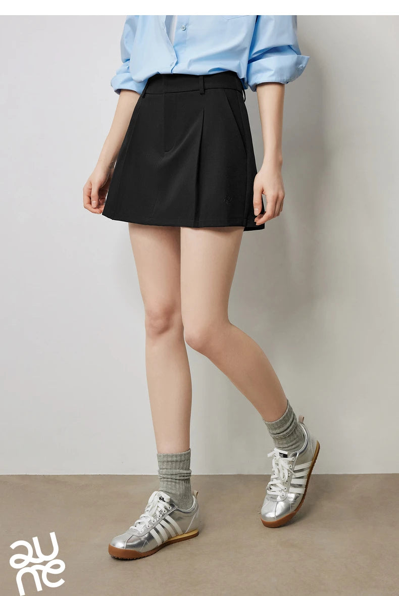 TOYOUTH Women Mini Skirt Pants 2024 Autumn New High Waisted A Line Suit Pants Skirt