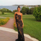 Mingmingxi Black Mesh Birthday Dress for Women 2024 One Shoulder Sexy Long Dress Slim Elegant Flower Wedding Guest Party Dresses