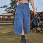 American Style Elastic Waist Denim Workwear Casual Long Dress Skirt New Arrival Women's Clothing European And American Crossbody